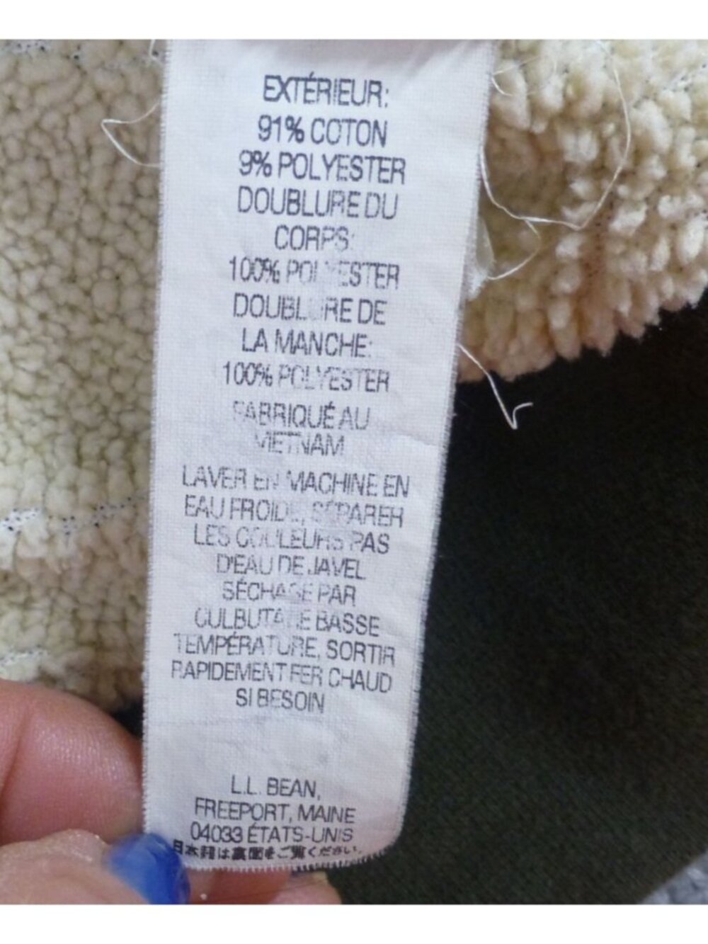 LL Bean Katahdin Iron Works Sherpa Lined Mens Green Full Zip Fleece Jacket LG Ta - Picture 5 of 11